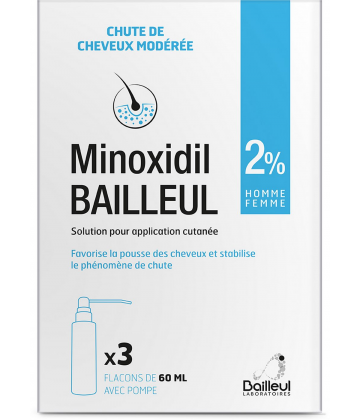 MINOXIDIL BAILLEUL 2% 3 FLACONS*60ML