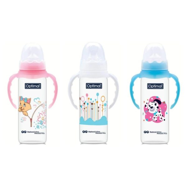 OPTIMAL ORTHO WITH HANDLE PINK+WHITE 240 ML