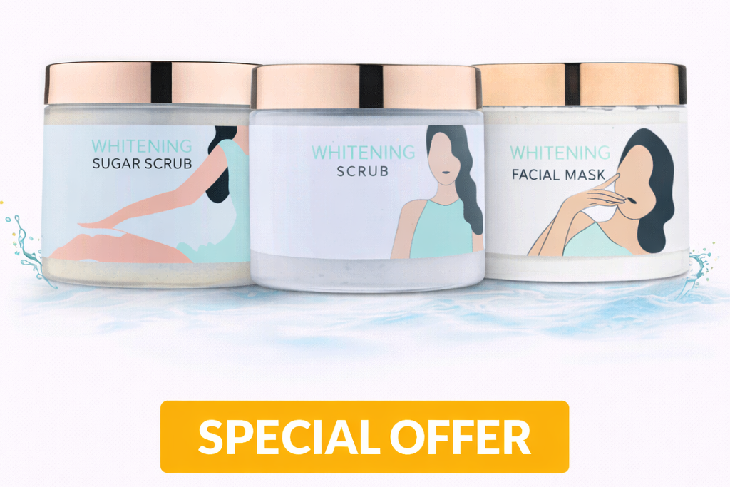 KHAN EL KASER WHITENING SUGAR SCRUB + WHITENING FACIAL SCRUB + WHITENING FACIAL MASK