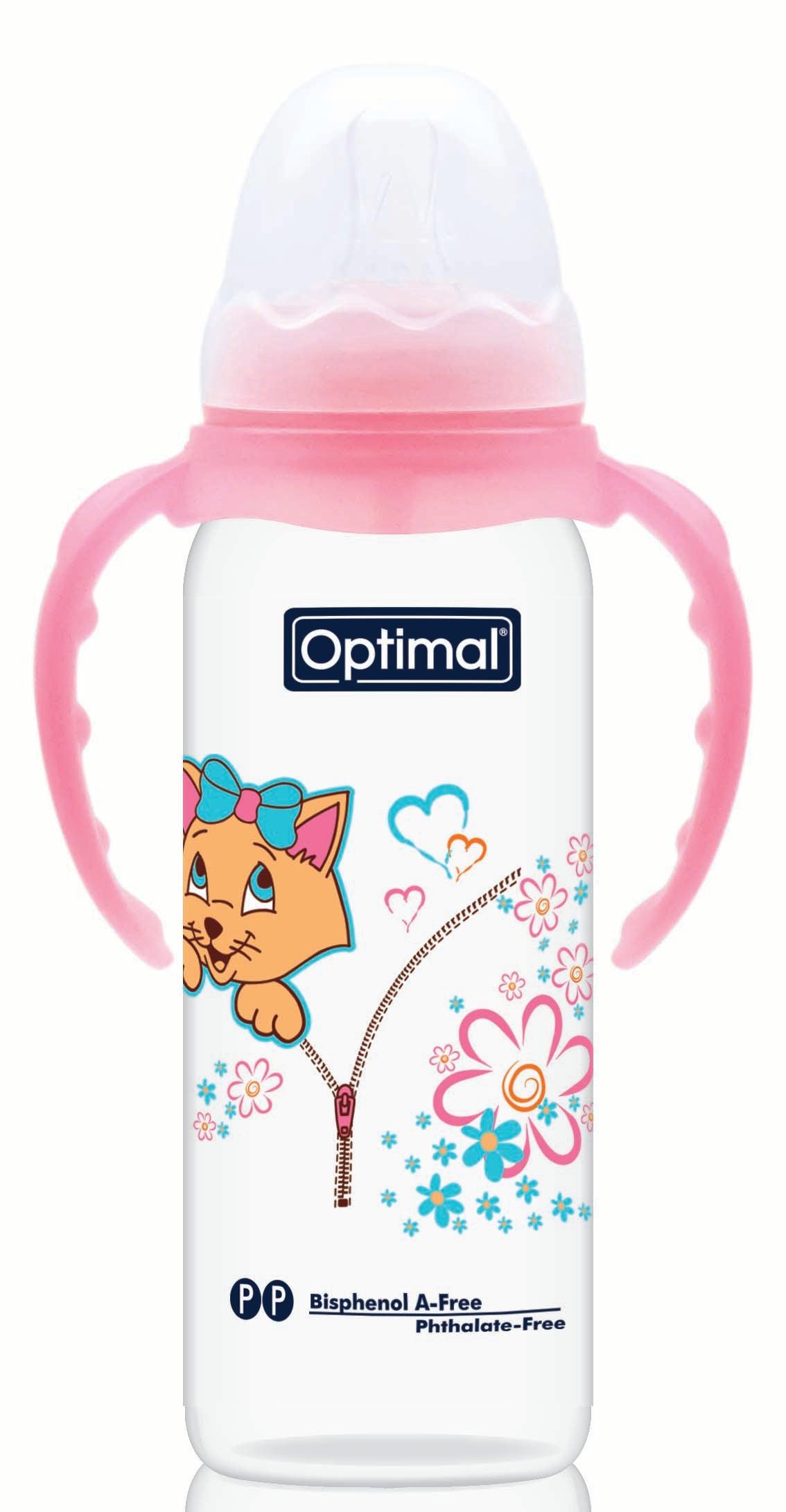 OPTIMAL ROUND WITH HANDLE PINK+WHITE 240ML