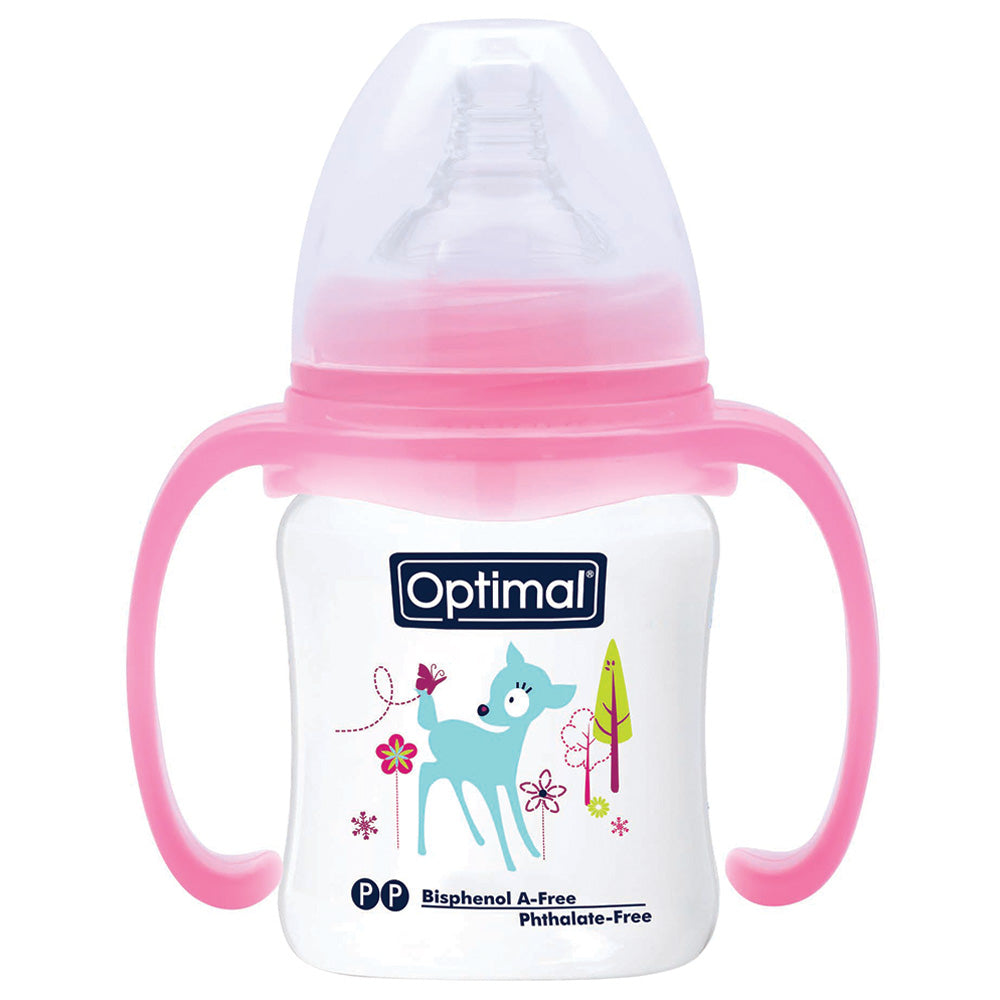 OPTIMAL ROUND WITH HANDLE PINK+WHITE 180ML