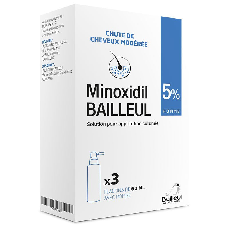 MINOXIDIL BAILLEUL 5% 3 FLACONS * 60ML