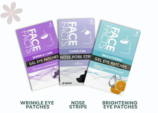 FACE FACTS WRINKLE EYE PATCHES + WHITENING EYE PATCHES + NOSE STRIPS