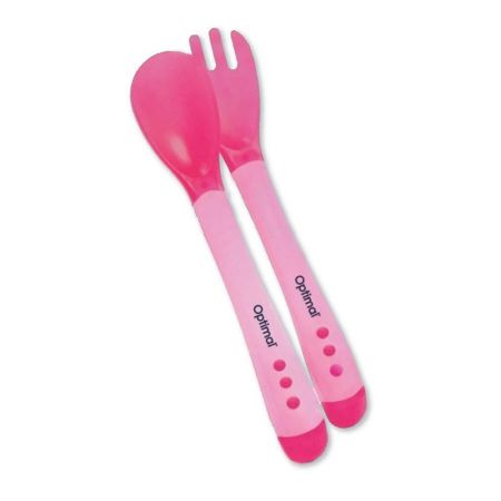 OPTIMAL HANDLE SPOON AND FORK PINK
