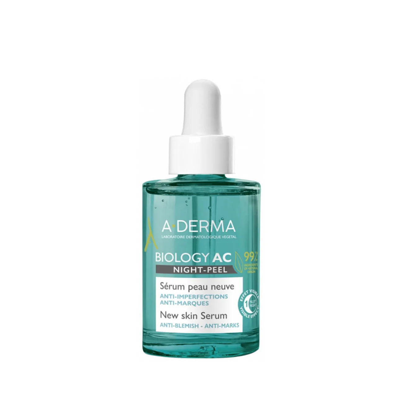 A-DERMA BIOLOGY AC NIGHT PEEL NEW SKIN SERUM 30ML