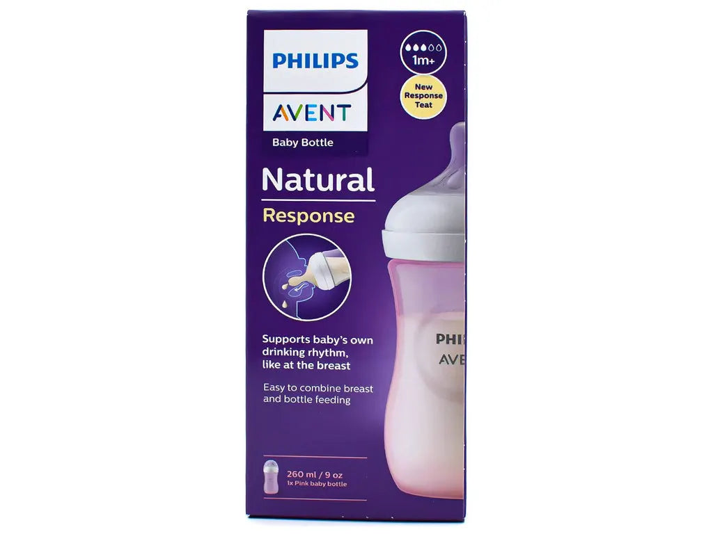 AVENT BOTTLE NATURAL RESPONSE WITH AIRFREE VENT 260ML BLUE & PINK