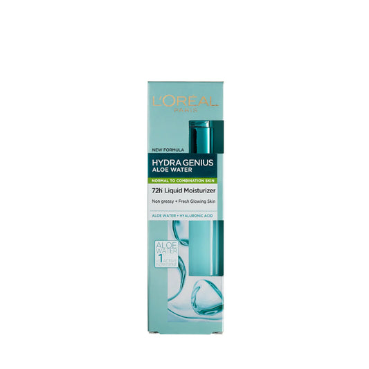 L’ORÉAL PARIS HYDRA GENIUS ALOE WATER AND HYALURONIC ACID 72H LIQUID MOISTURIZER, FOR NORMAL TO DRY SKIN