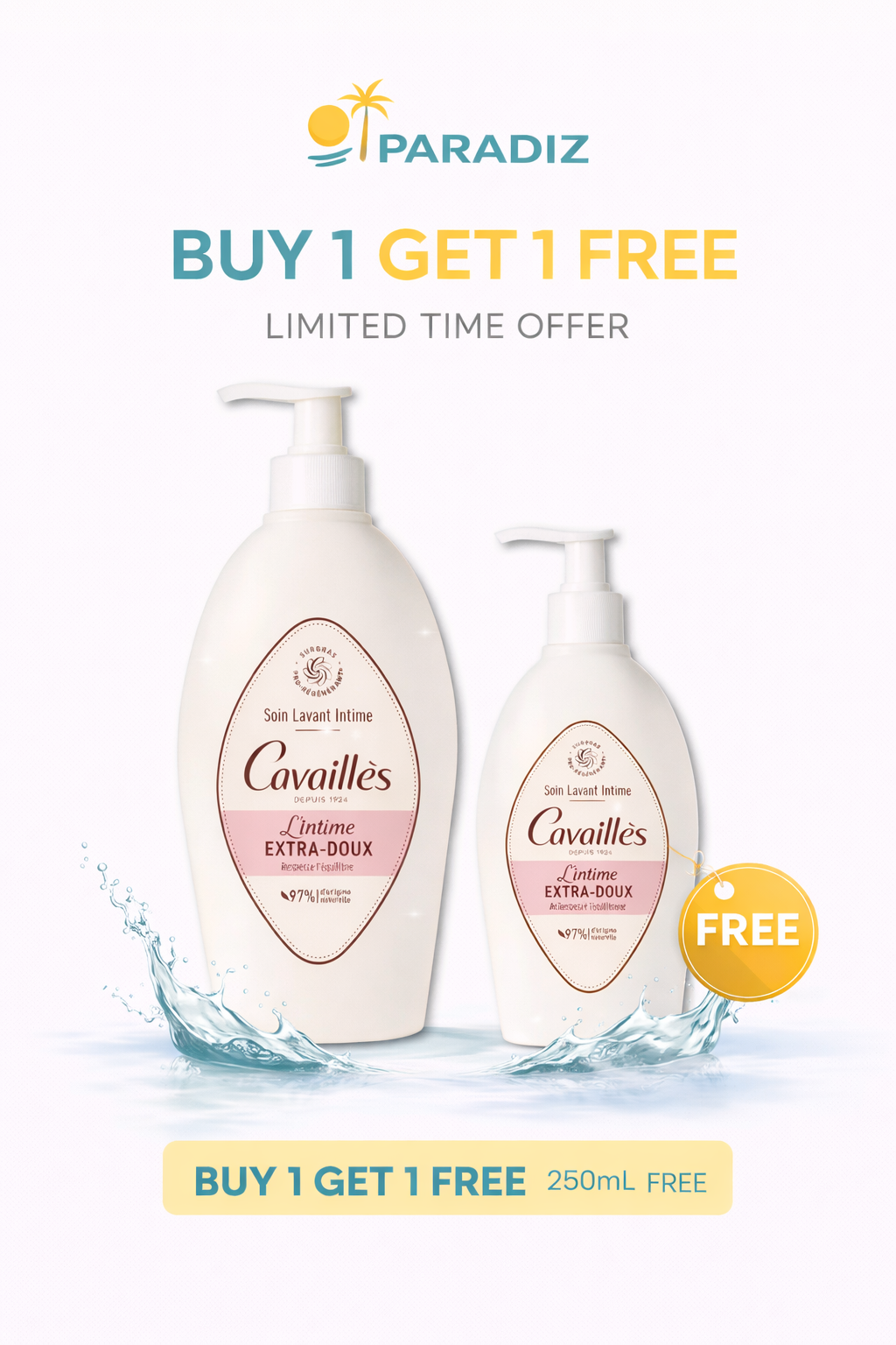 CAVAILLES SOIN LEVANT INTIME EXTRA DOUX 500ML+250ML FOR FREE