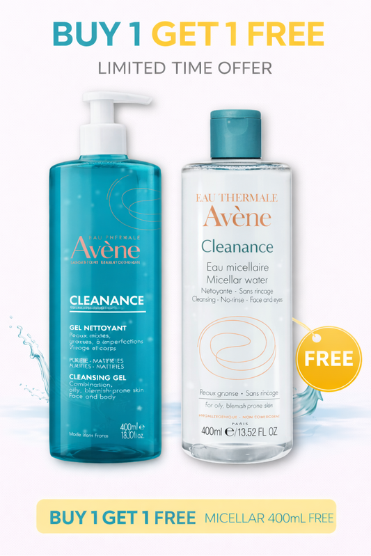AVENE CLEANSING GEL 400ML+MICELLAR 400ML FREE