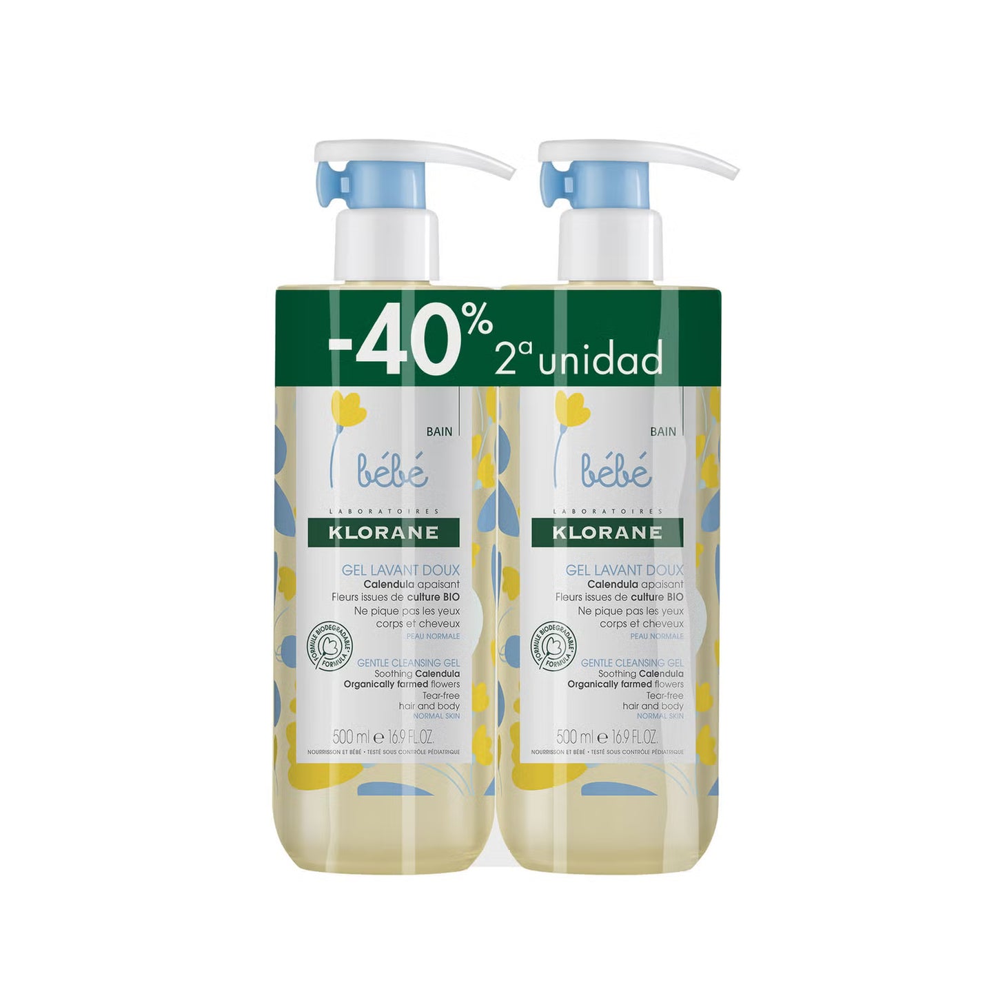 KLORANE BÉBÉ GENTLE WASHING GEL - 2x500ML