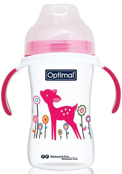 OPTIMAL ROUND WITH HANDLE PINK+WHITE 300ML