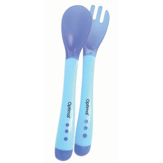 OPTIMAL HANDLE SPOON AND FORK BLUE