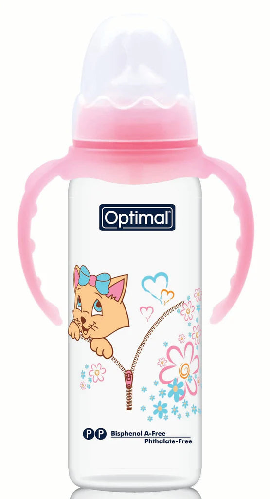 OPTIMAL ORTHO WITH HANDLE PINK+WHITE 240 ML