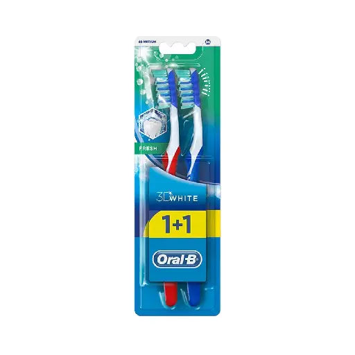 ORAL-B VALUE PACK 3D-WHITE MEDIUM TOOTHBRUSHES X2