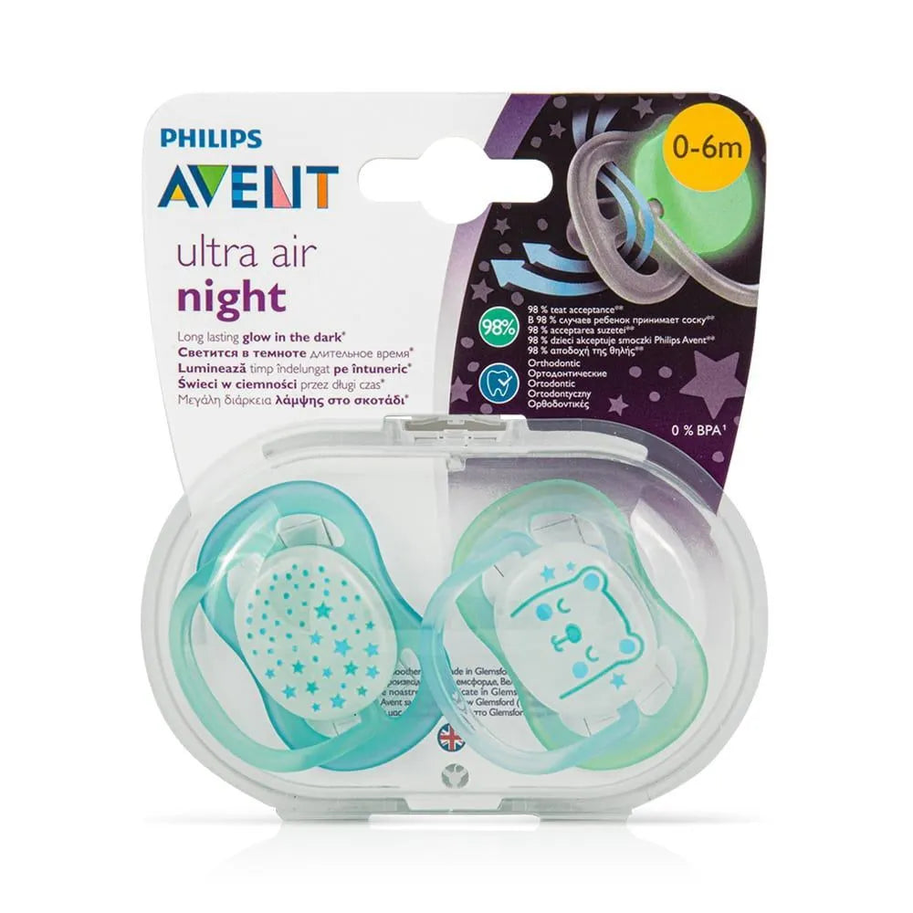 AVENT SOOTHER ULTRA AIR NIGHT TIME0-6M BLUE