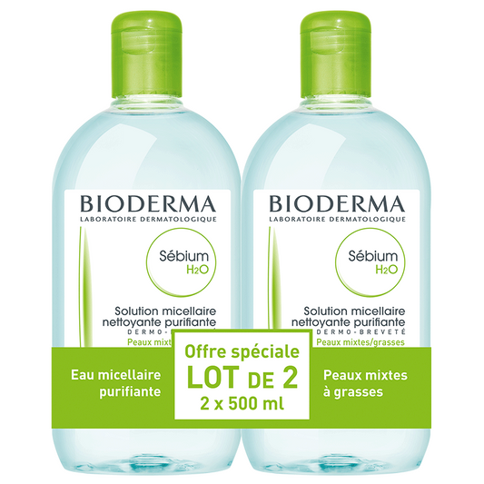 BIODERMA SEBIUM H2O MICELLAR SOLUTION BUY1 GET1 FREE-2x500ml
