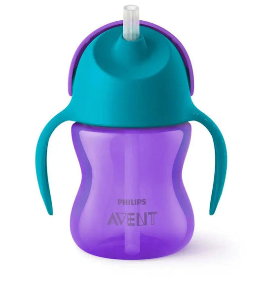 AVENT CUP BENDY STRAW WITH HANDLES PURPLE