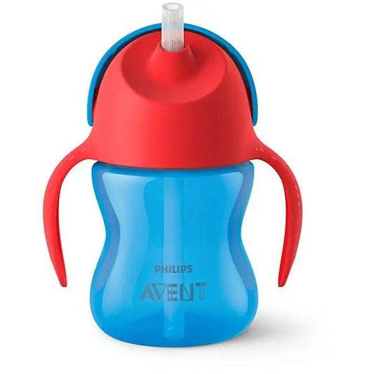 AVENT CUP BENDY STRAW WITH HANDLES BLUE
