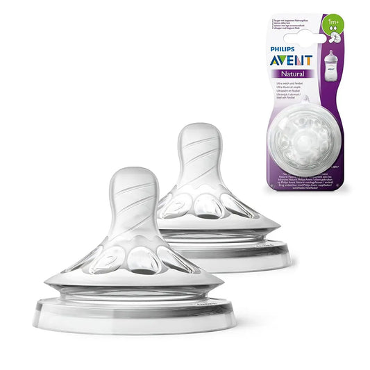 AVENT DISPOSABLE SILICONE TEATS NATURAL 1M+ SLOWFLOW
