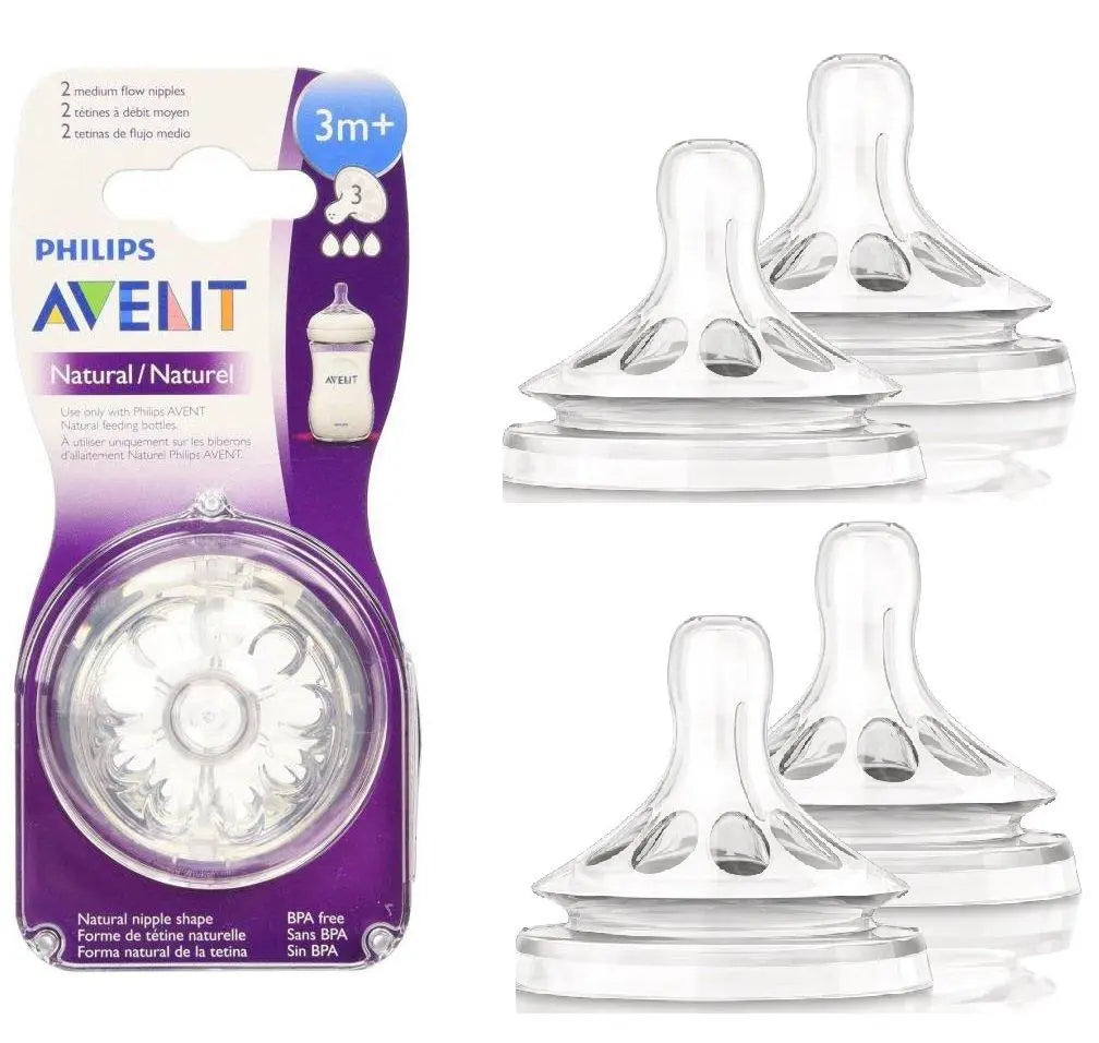 AVENT DISPOSABLE SILICONE TEATS NATURAL 3M+ MEDIUMFLOW