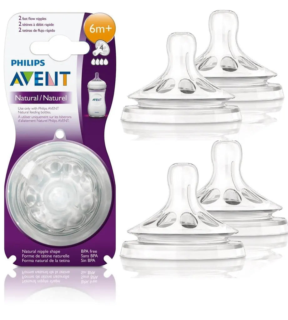 AVENT DISPOSABLE SILICONE TEATS NATURAL 6M+FASTFLOW