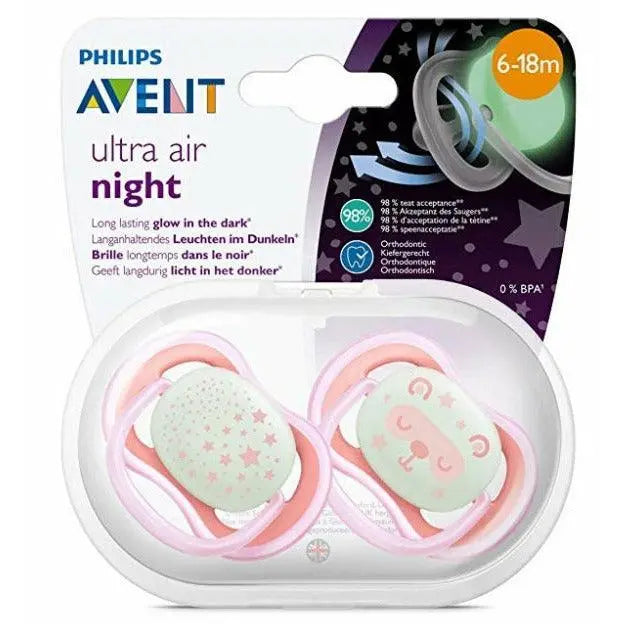 AVENT SOOTHER ULTRA AIR NIGHT TIME 6-18M PINK
