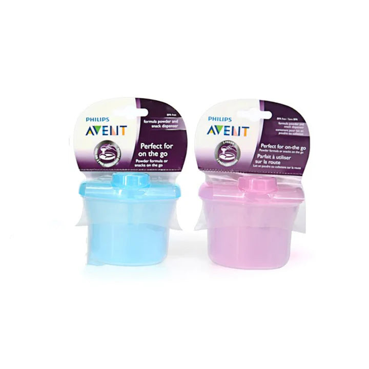 AVENT MILK POWDER DISPENSER BLUE AND PINK