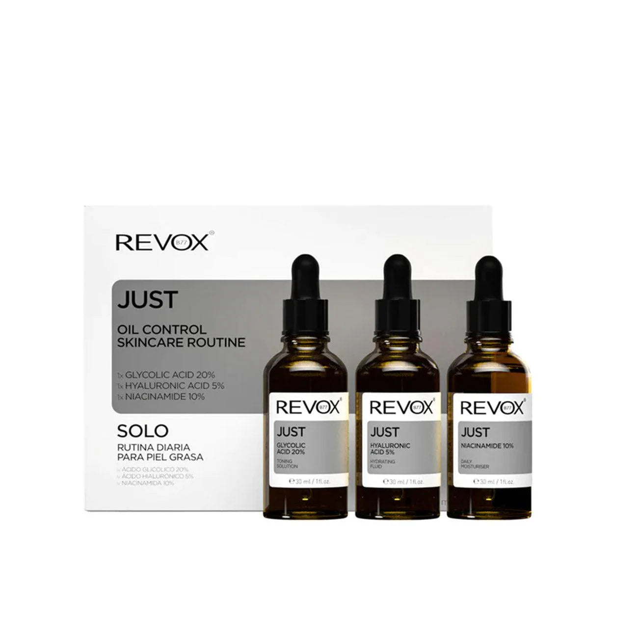 REVOX JUST OIL CONTROL SKINCARE ROUTINE 3×30ML